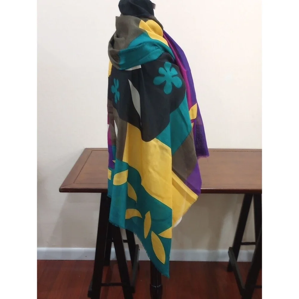 Renard Bold Abstract Wool And Silk Blend Scarf 54